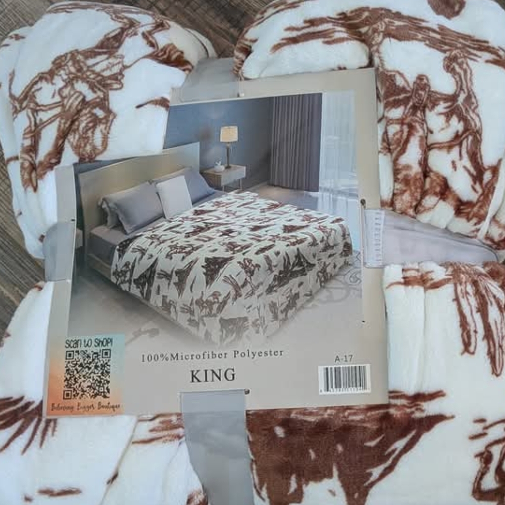 MIA Brown and White Microfiber Blanket